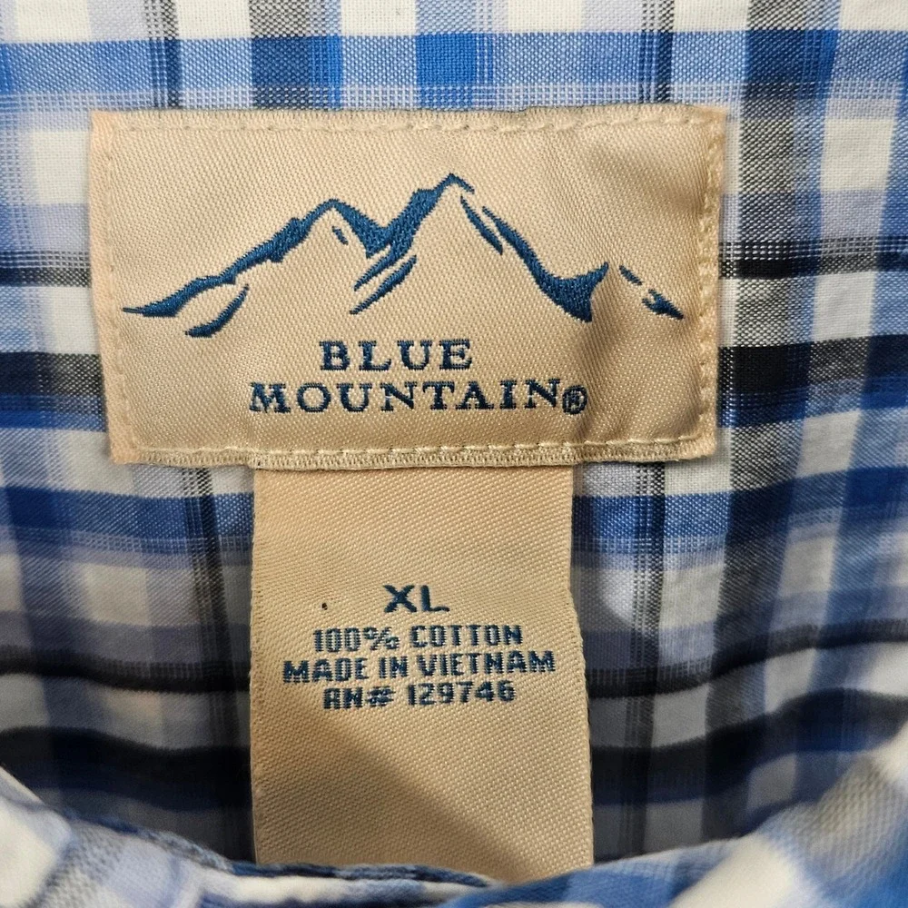 Blue‎ Mountain Mens XL Short Sleeve Plaid Button Down Shirt
